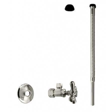 Westbrass Supply Kit, 5/8" OD x 3/8" OD x 12" Corrugated in Polished Nickel D105K12X-05